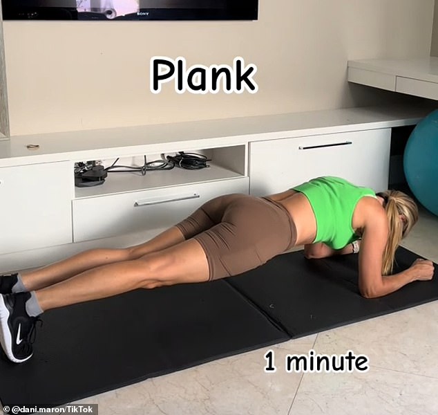 And, as if that wasn't enough, the exercise lover finished her workout with a one-minute plank