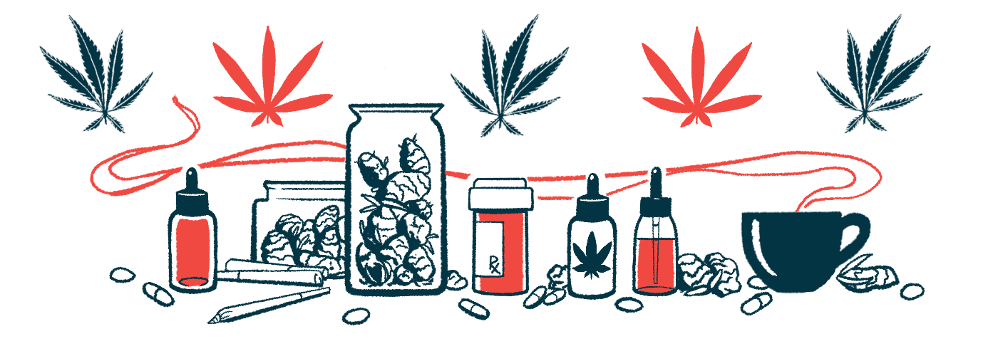 An illustration of various cannabis-based on cannabidiol treatments.